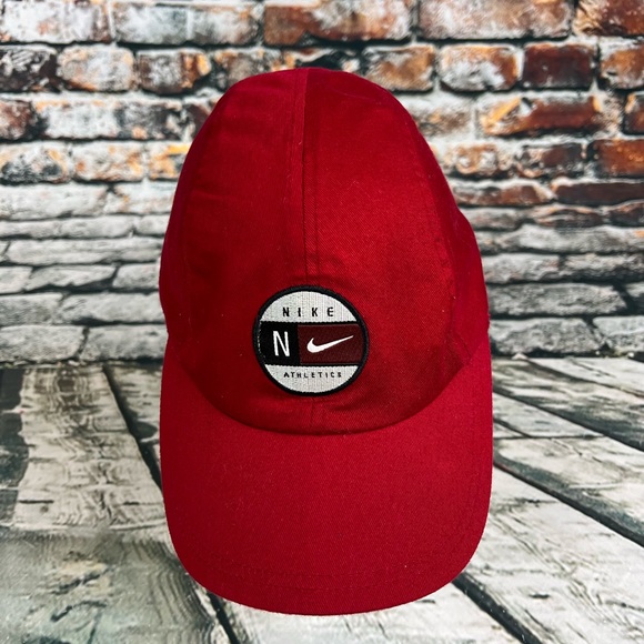 Vtg 90s Nike Red Lightweight Cycle Running White Tag Hat - Picture 1 of 4